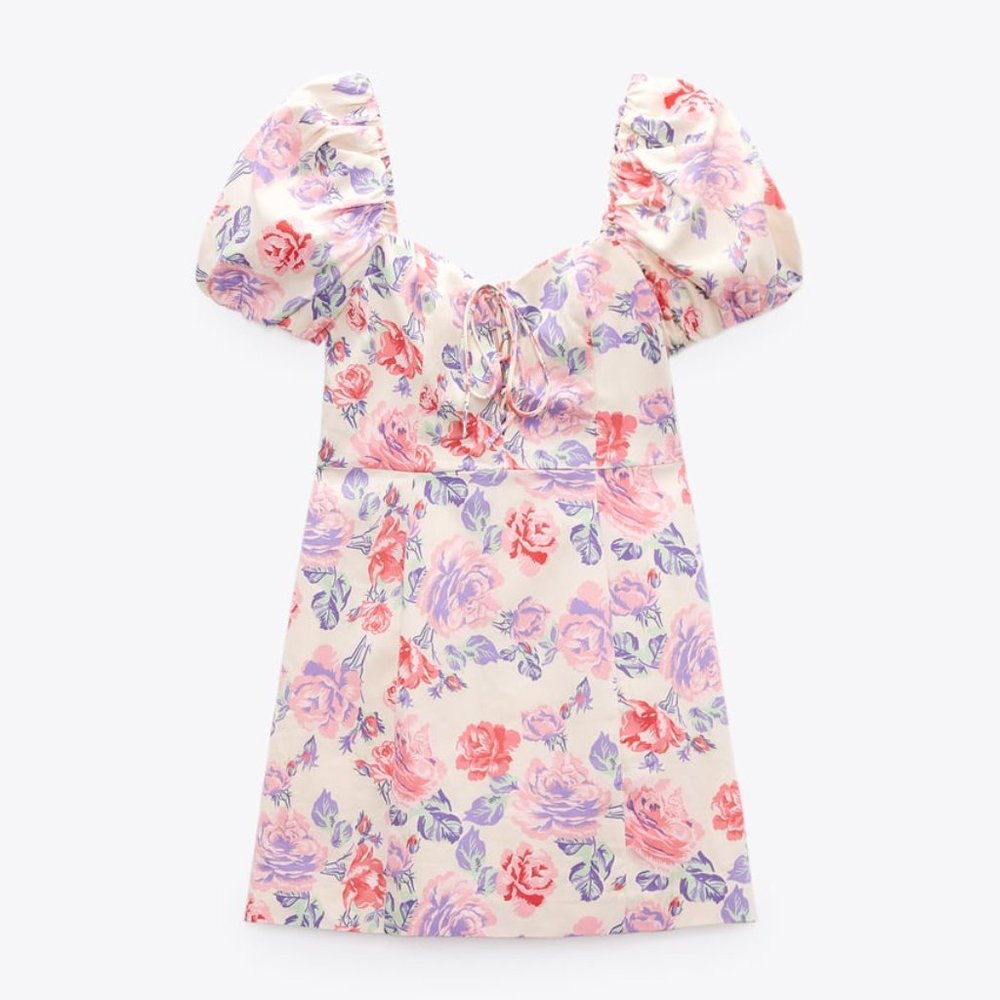 Zara Floral Print Dress, Ecru